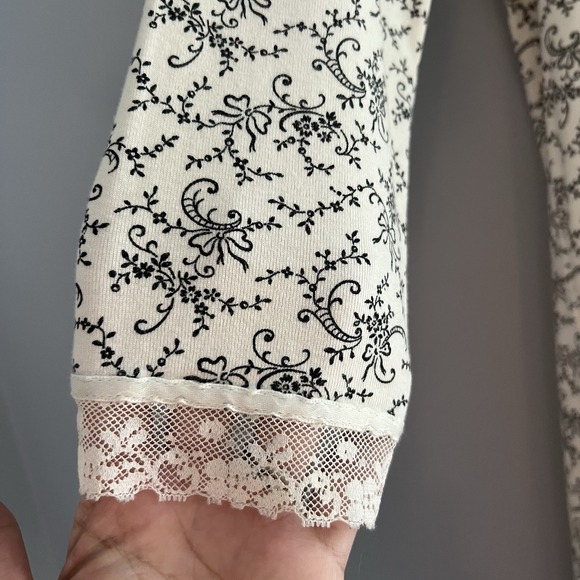 Ralph Lauren Nightgown Size Small Ivory Floral Cotton lace Ribbed pajama dress‎ - Picture 4 of 6